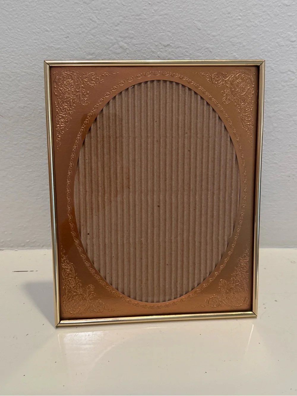 Vintage 8x10 Embossed Copper Foil Gold Picture Frame